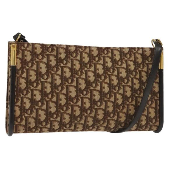 DIOR Trotter Canvas Shoulder Bag Beige Gold - Picture 1 of 12